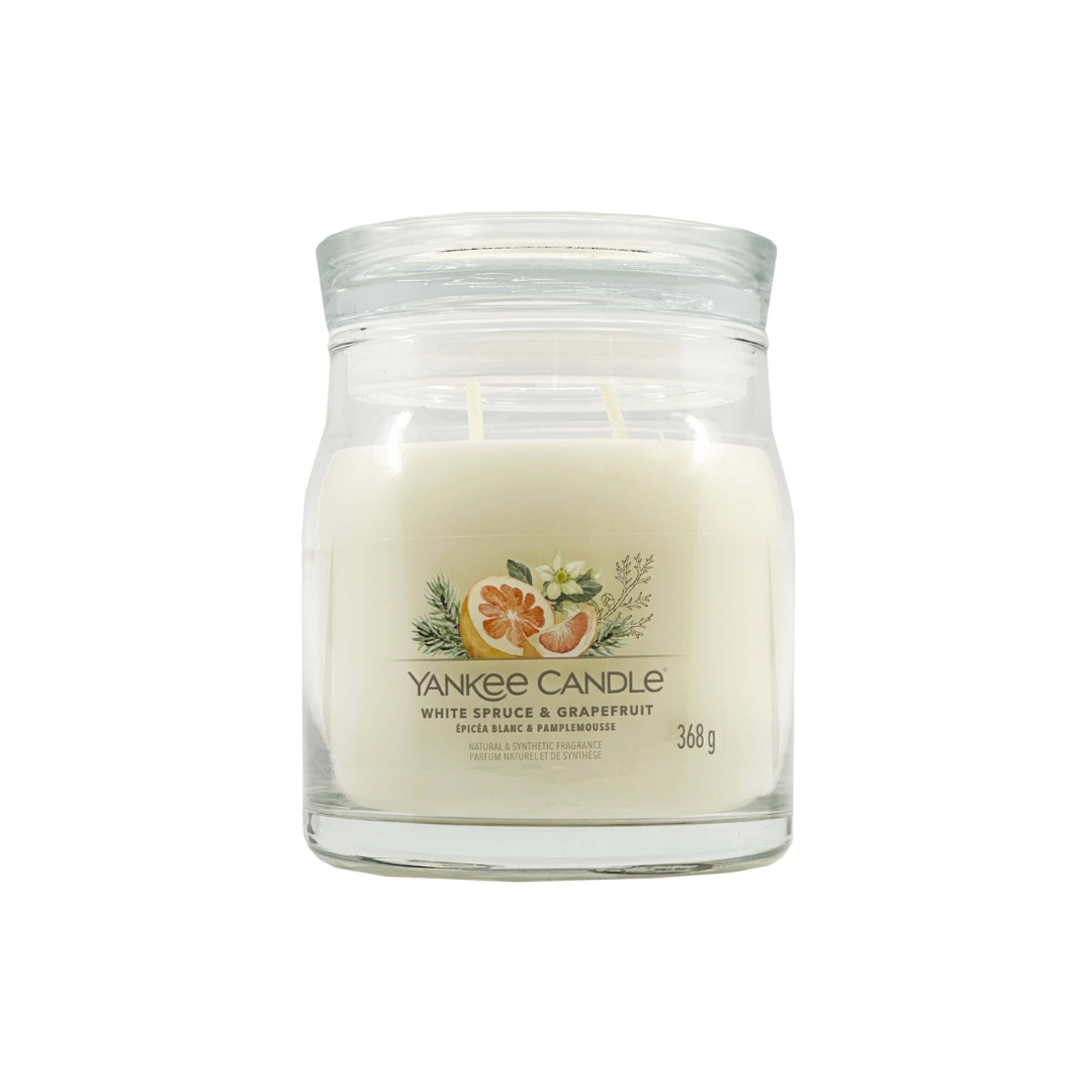 Yankee Candle White Spruce & Grapefruit Signature Medium Jar Candle 368g - New