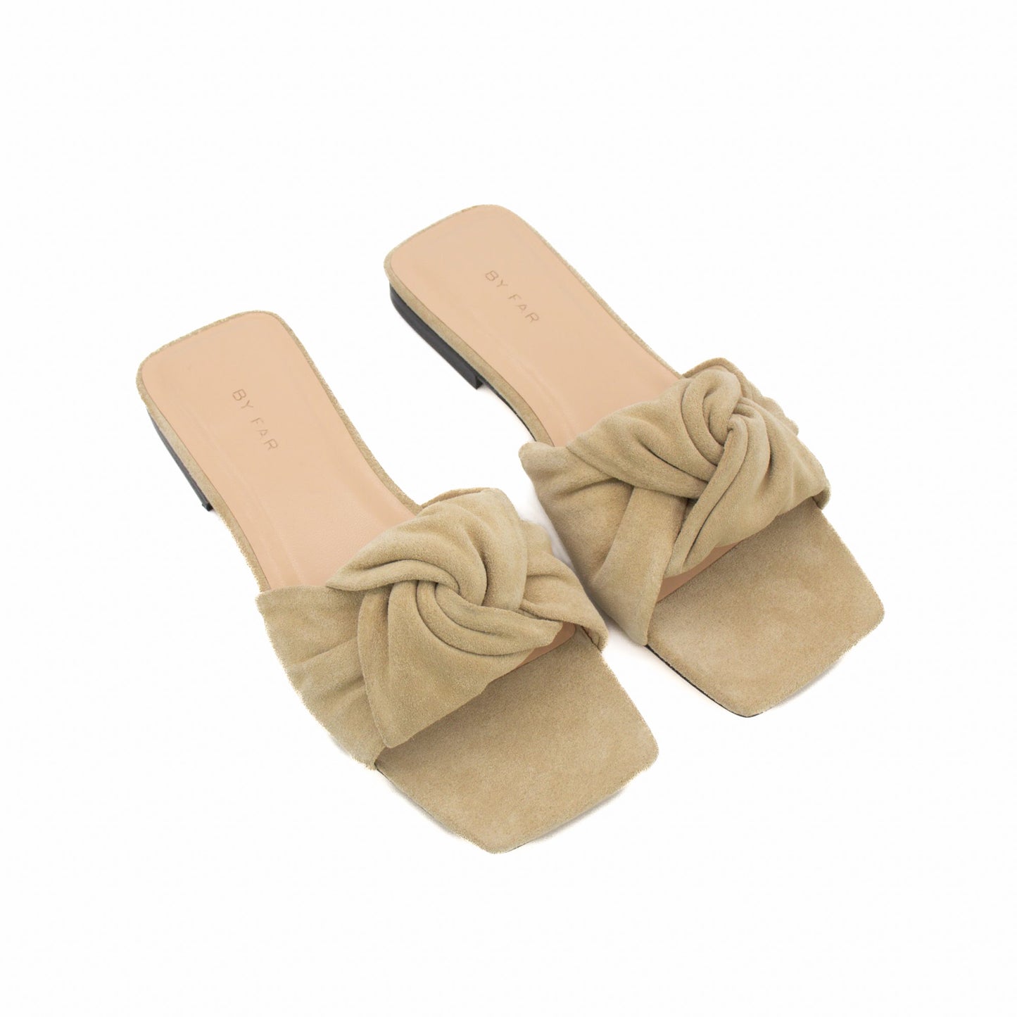 BY FAR Women's Lima Suede Mules - Cappuccino Size 4 UK - Imperfect Box