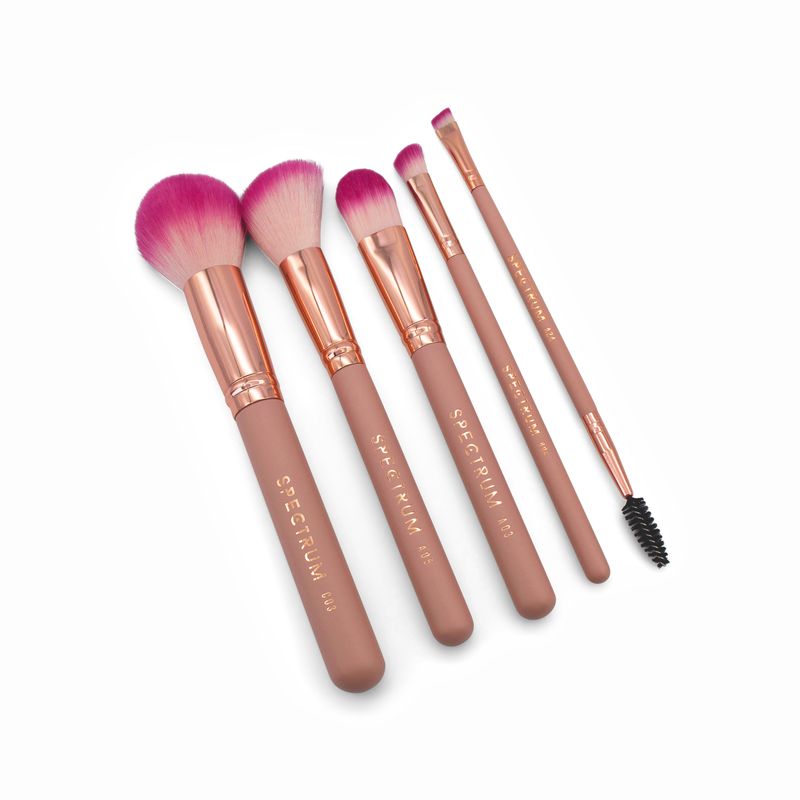 Spectrum Rose Quartz 5 Piece Tulip Face Makeup Brush Set - Imperfect Box