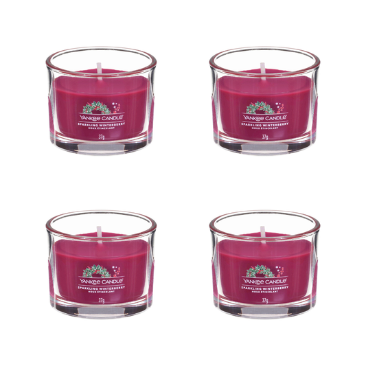 4x Yankee Candle Signature Filled Votive Sparkling Winterberry 37g - Imperfect Container