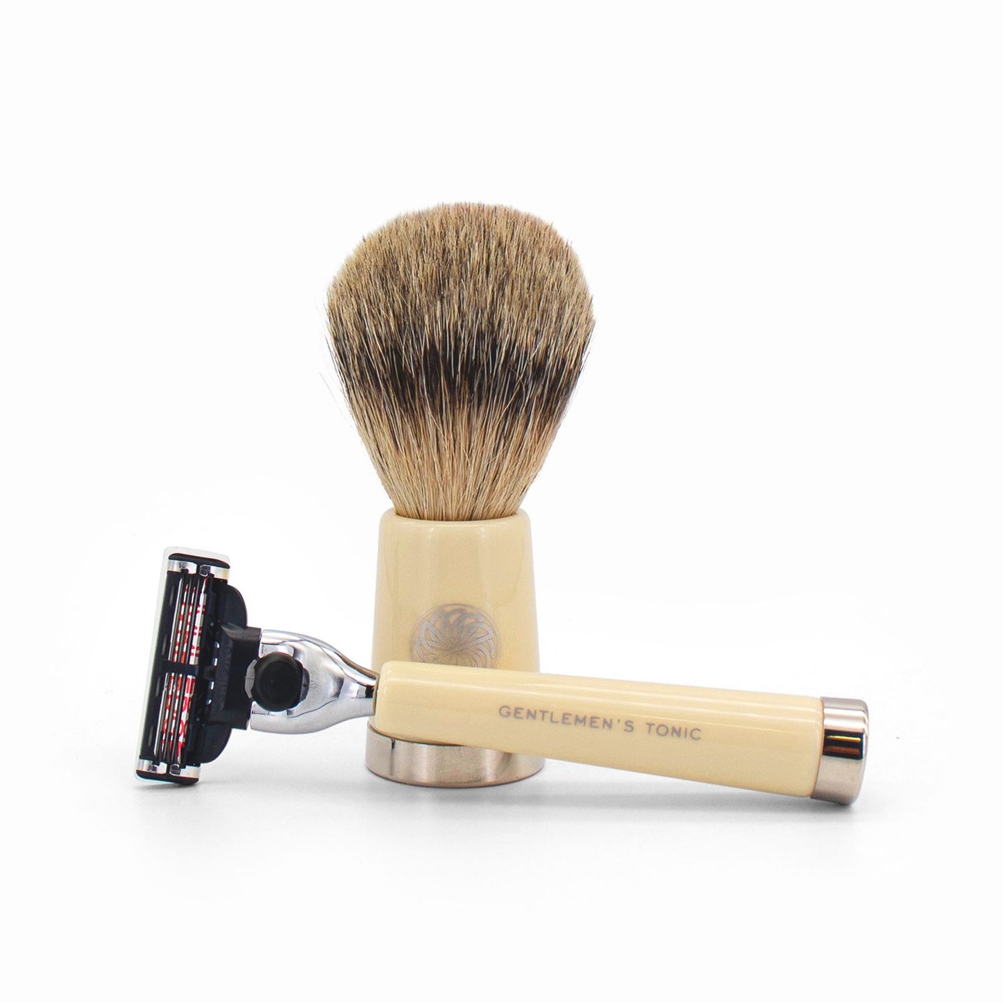 Gentlemen's Tonic Savile Row Ivory Shaving Set Razor & Brush - Imperfect Box