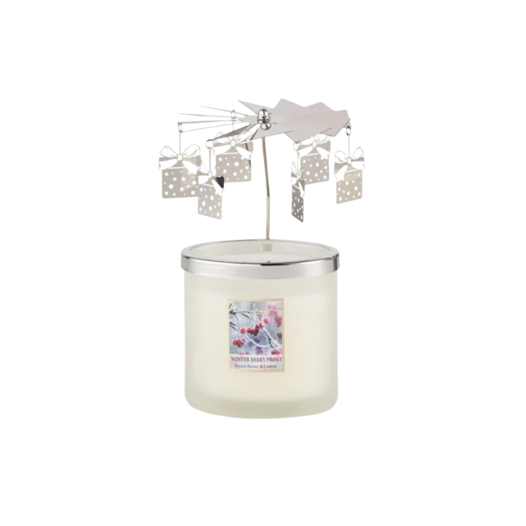 Heart & Home Winter Berry Frost Twin Wick Candle & Carousel Gift Set - Imperfect Box