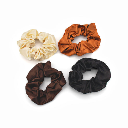 brushworks Nude Satin Scrunchies Pack of 4 - Imperfect Box