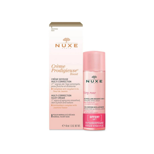 Nuxe Creme Prodigieuse Boost Multi-Correction Silky Cream & Very Rose Micellar Water Gift Set 40ml - Imperfect Box