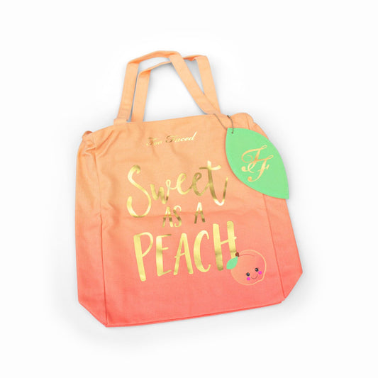 Too Faced Peach Sweet As A Peach Tote Bag with Zip - New