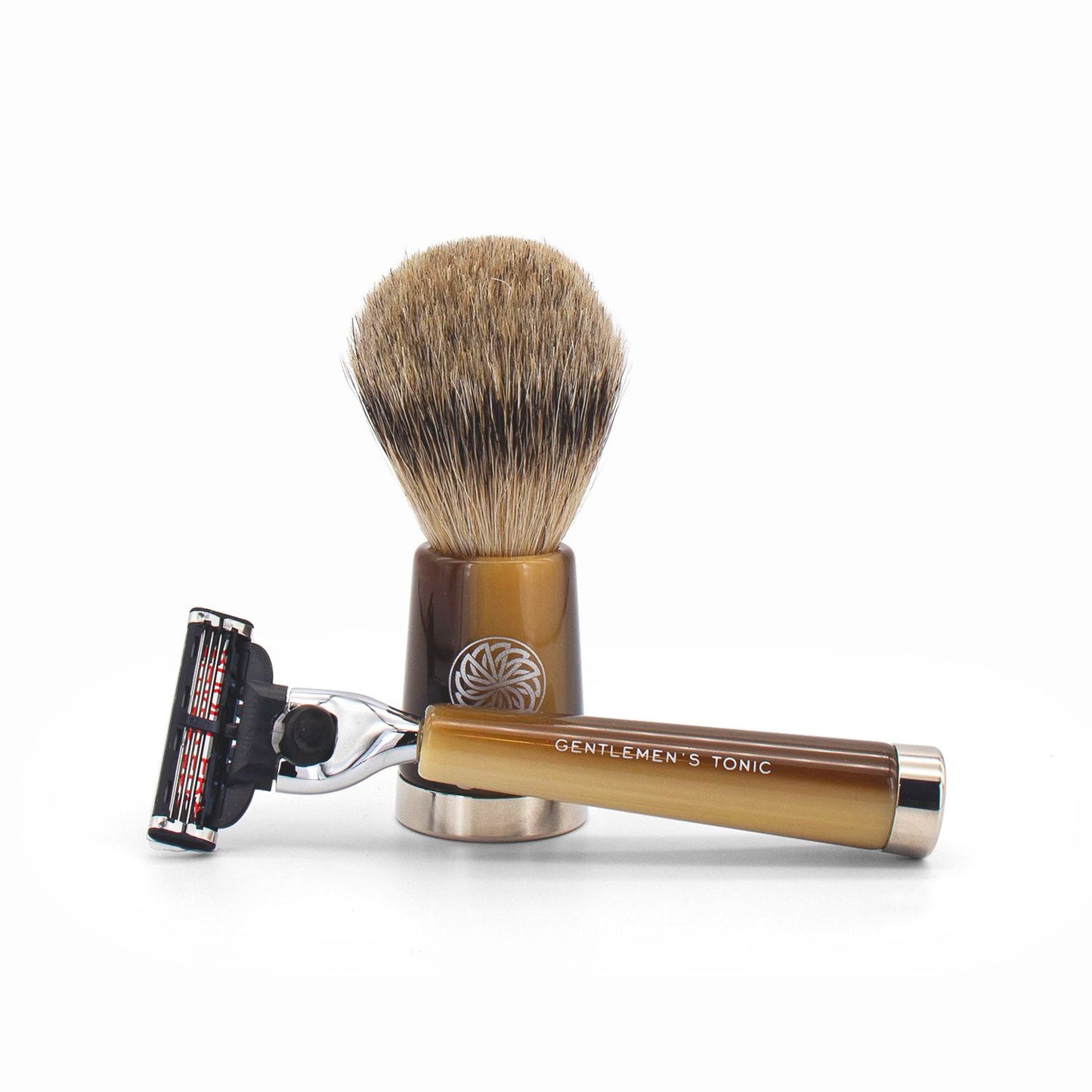 Gentlemen's Tonic Savile Row Horn Shaving Set Brush & Razor - Missing Box