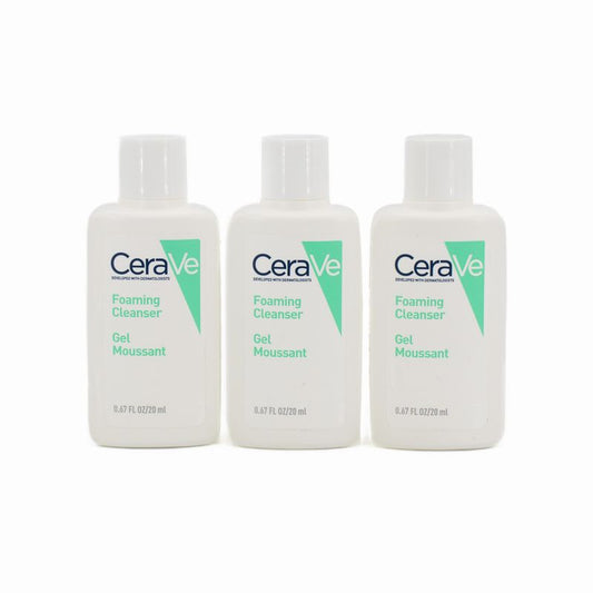 3 x CeraVe Foaming Cleanser Mini 20ml - Imperfect Container