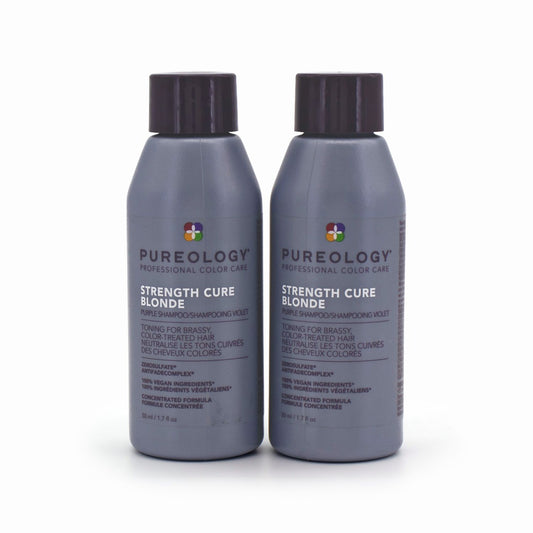 2 x Pureology Strength Cure Blonde Purple Shampoo Mini 50ml - Imperfect Container